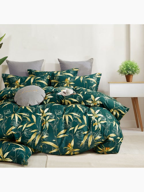 Parure housse de couette 100% Percale de coton imprimée - Bambusia - Kiabi