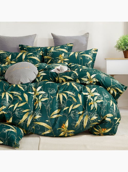 Parure housse de couette 100% Percale de coton imprimée - Bambusia - Kiabi