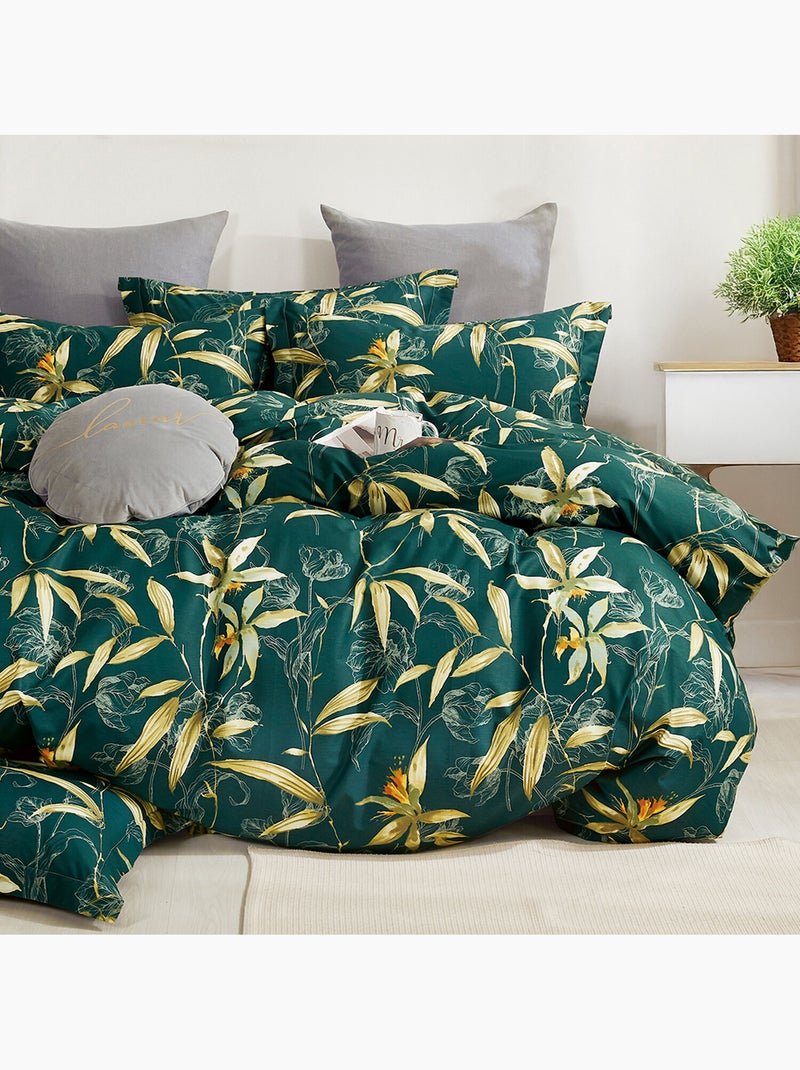 Parure housse de couette 100% Percale de coton imprimée - Bambusia Multicolore - Kiabi