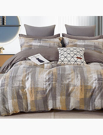 Parure housse de couette 100% Percale de coton imprimée - Brumel