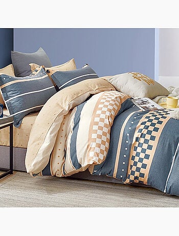 Parure housse de couette 100% Percale de coton imprimée - Rayvan