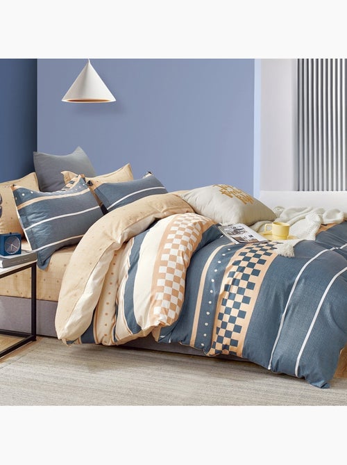 Parure housse de couette 100% Percale de coton imprimée - Rayvan - Kiabi Parure housse de couette 100% Percale de coton imprimée - Rayvan - Kiabi