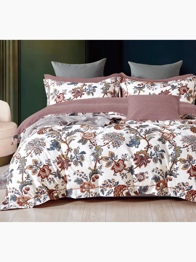 Parure housse de couette 100% Percale de coton imprimée - Sarendel Blanc - Kiabi