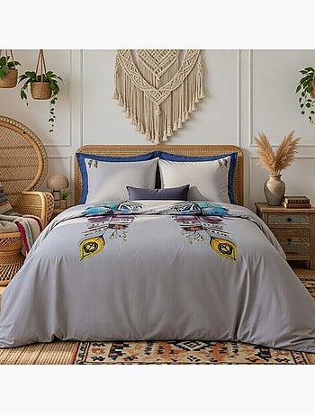 Parure housse de couette 100 % percale de coton monica