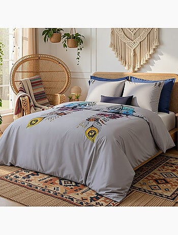 Parure housse de couette 100 % percale de coton monica