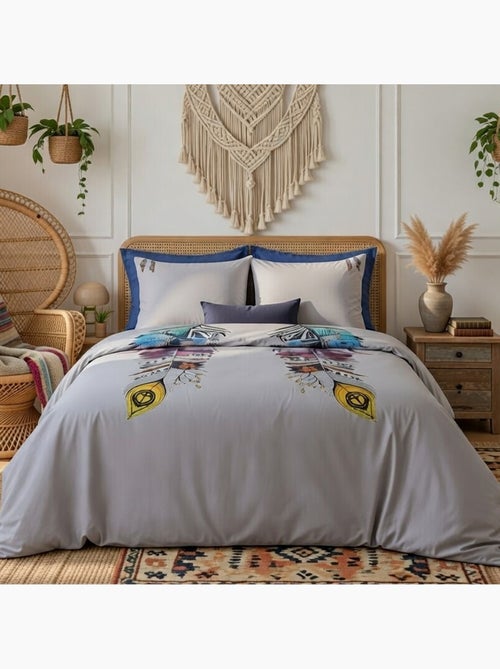 Parure housse de couette 100 % percale de coton monica - Kiabi
