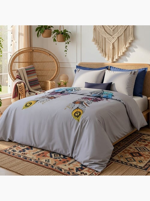 Parure housse de couette 100 % percale de coton monica - Kiabi