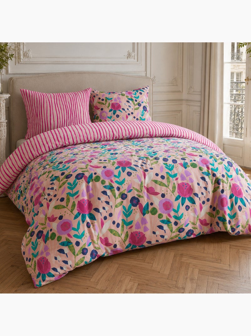 Parure housse de couette 100% percale de coton motif floral printemps rose, kate merritt Multicolore - Kiabi