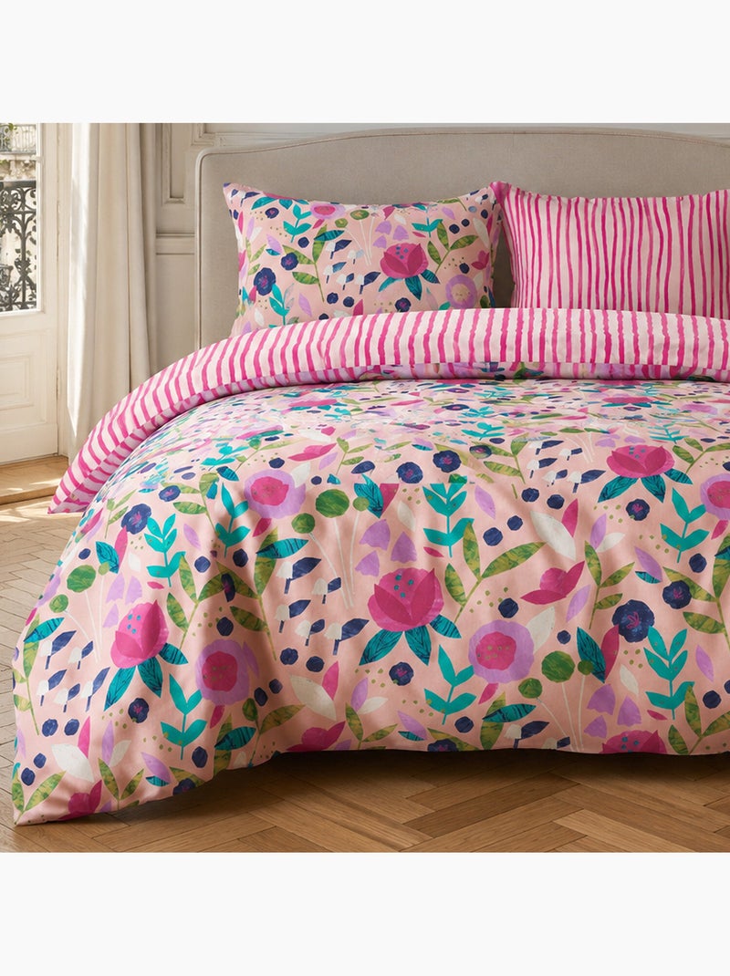 Parure housse de couette 100% percale de coton motif floral printemps rose, kate merritt Multicolore - Kiabi