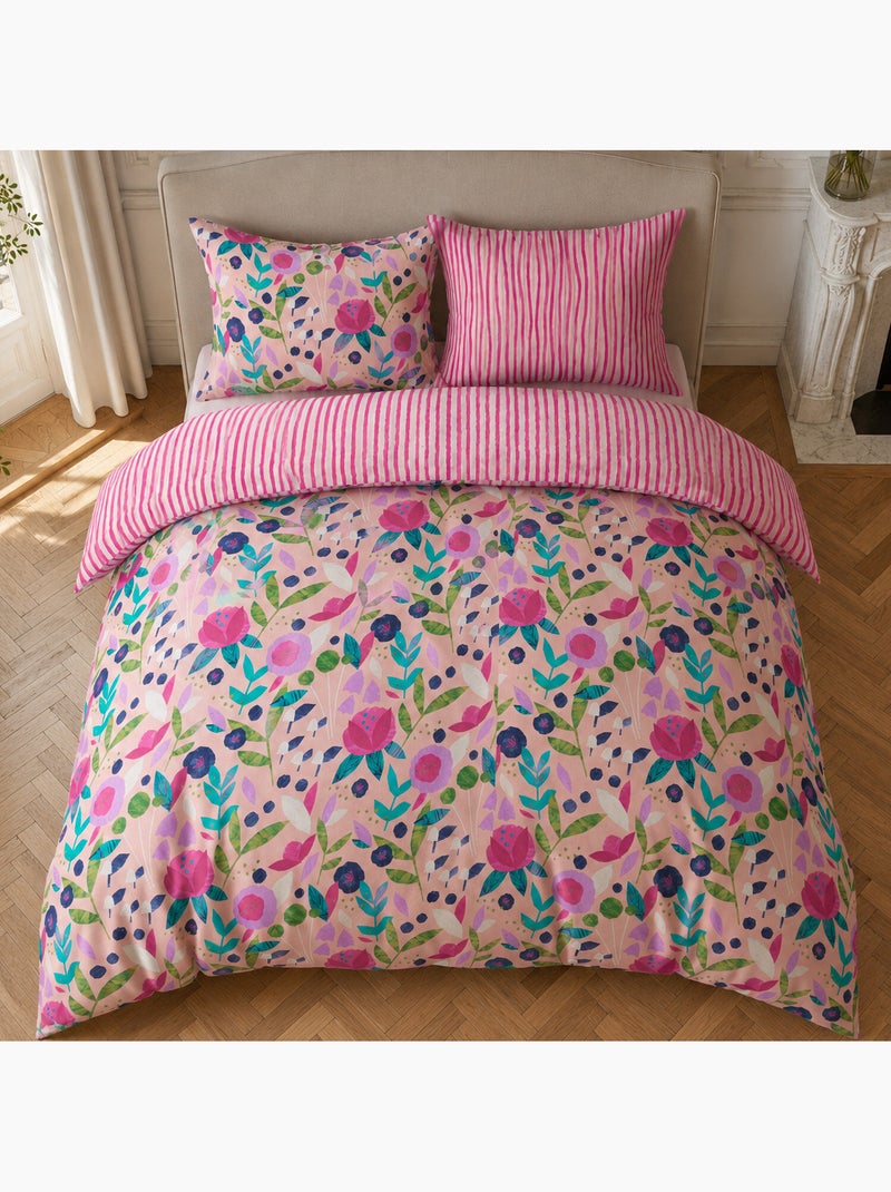 Parure housse de couette 100% percale de coton motif floral printemps rose, kate merritt Multicolore - Kiabi