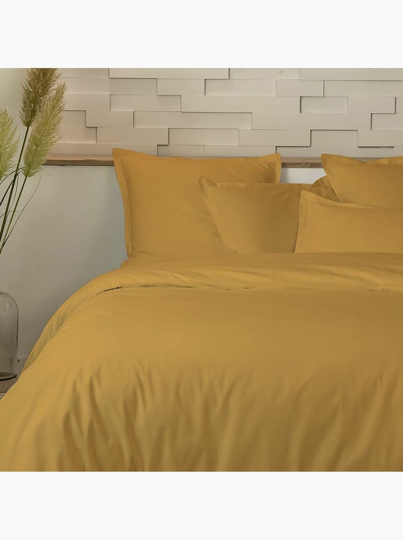Parure housse de couette 100 % percale de coton mura Moutarde - Kiabi
