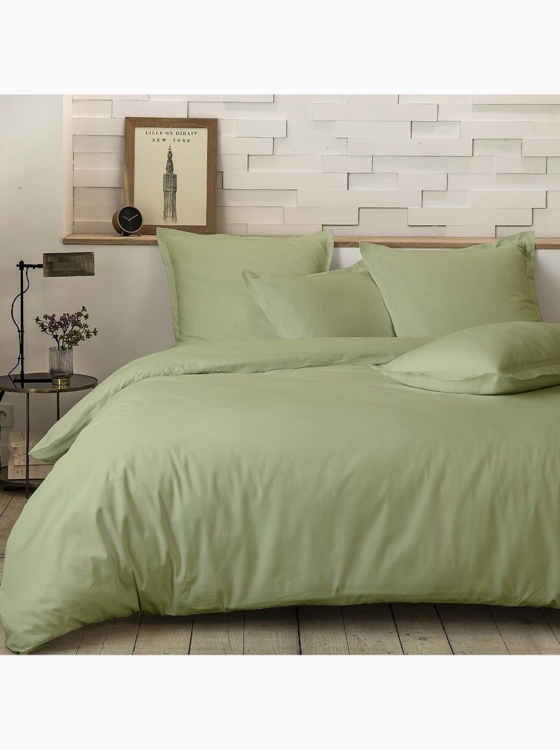 Parure housse de couette 100 % percale de coton mura Vert - Kiabi