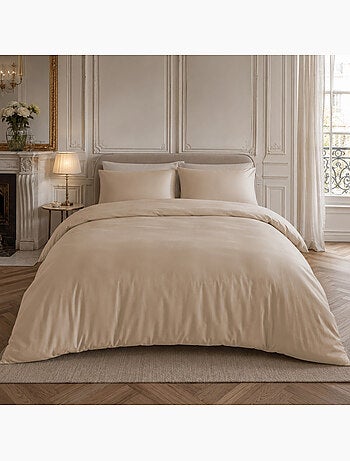 Parure housse de couette 100% percale de coton unie, finesse