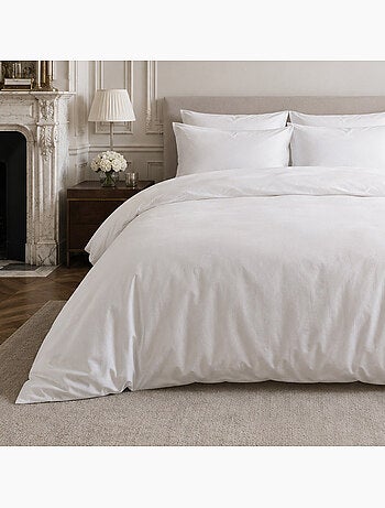 Parure housse de couette 100% percale de coton unie, finesse