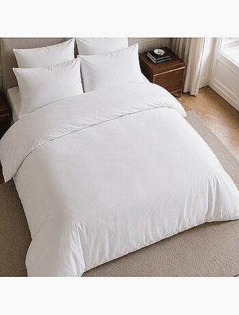 Parure housse de couette 100% percale de coton unie, finesse