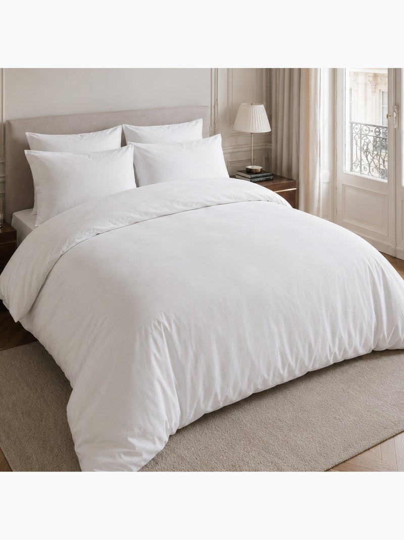 Parure housse de couette 100% percale de coton unie, finesse Blanc - Kiabi