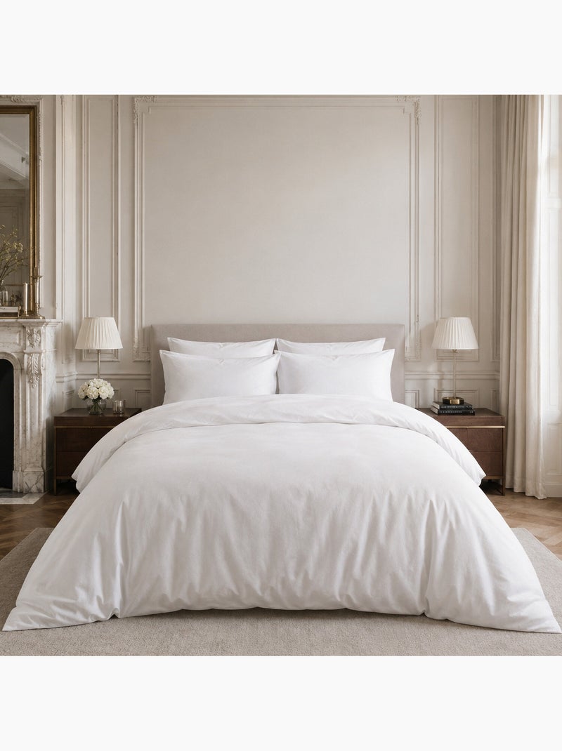Parure housse de couette 100% percale de coton unie, finesse Blanc - Kiabi