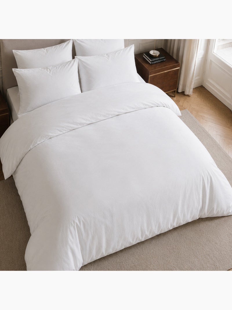 Parure housse de couette 100% percale de coton unie, finesse Blanc - Kiabi