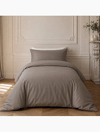 Parure housse de couette 100% percale de coton unie, finesse