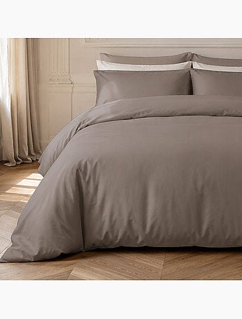 Parure housse de couette 100% percale de coton unie, finesse