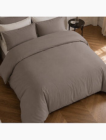 Parure housse de couette 100% percale de coton unie, finesse