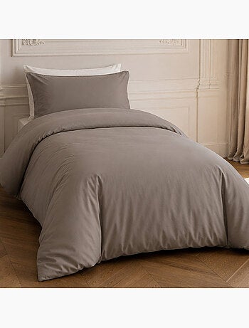 Parure housse de couette 100% percale de coton unie, finesse