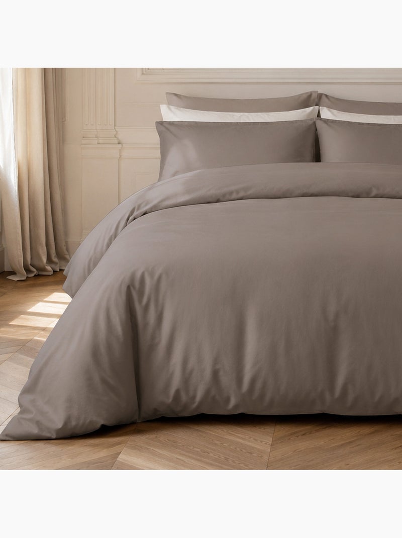 Parure housse de couette 100% percale de coton unie, finesse Gris - Kiabi
