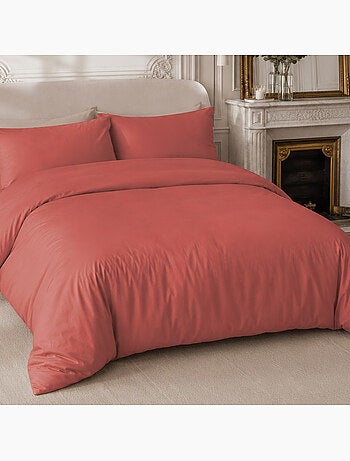 Parure housse de couette 100% percale de coton unie, finesse