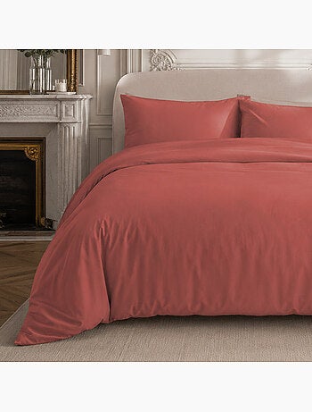 Parure housse de couette 100% percale de coton unie, finesse