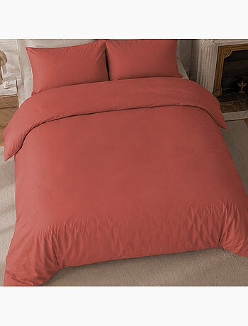 Parure housse de couette 100% percale de coton unie, finesse