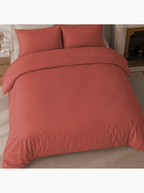 Parure housse de couette 100% percale de coton unie, finesse - Kiabi