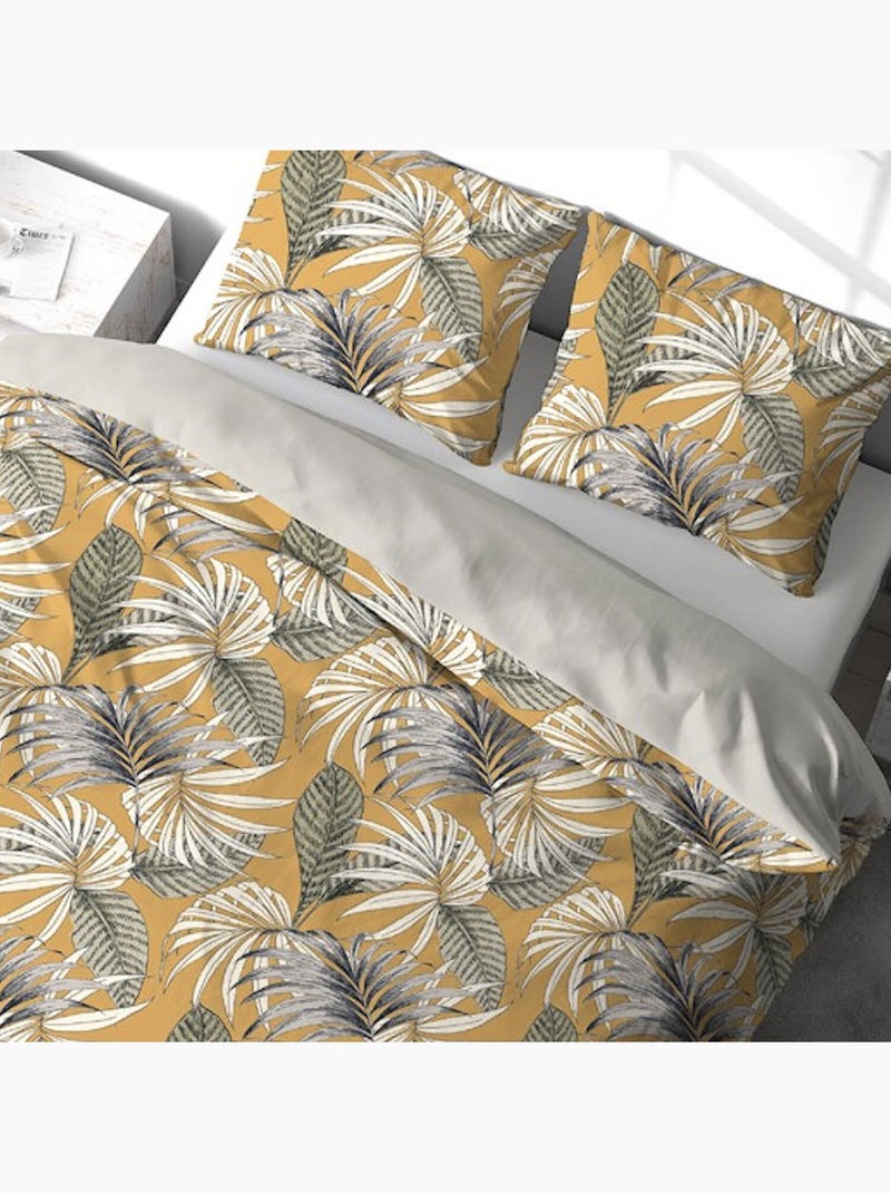 Parure housse de couette 100 % polyester aquilie Jaune - Kiabi