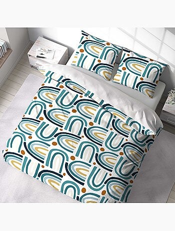 Parure housse de couette 100 % polyester arc en ciel