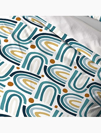 Parure housse de couette 100 % polyester arc en ciel