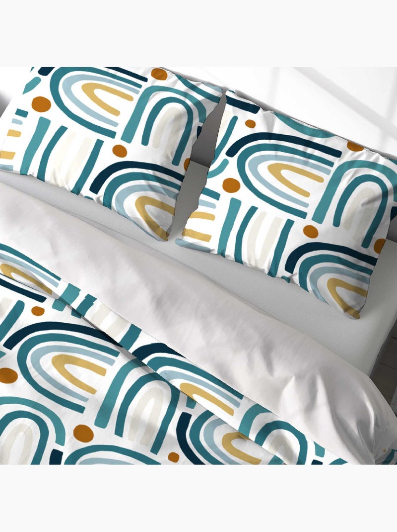 Parure housse de couette 100 % polyester arc en ciel Bleu - Kiabi