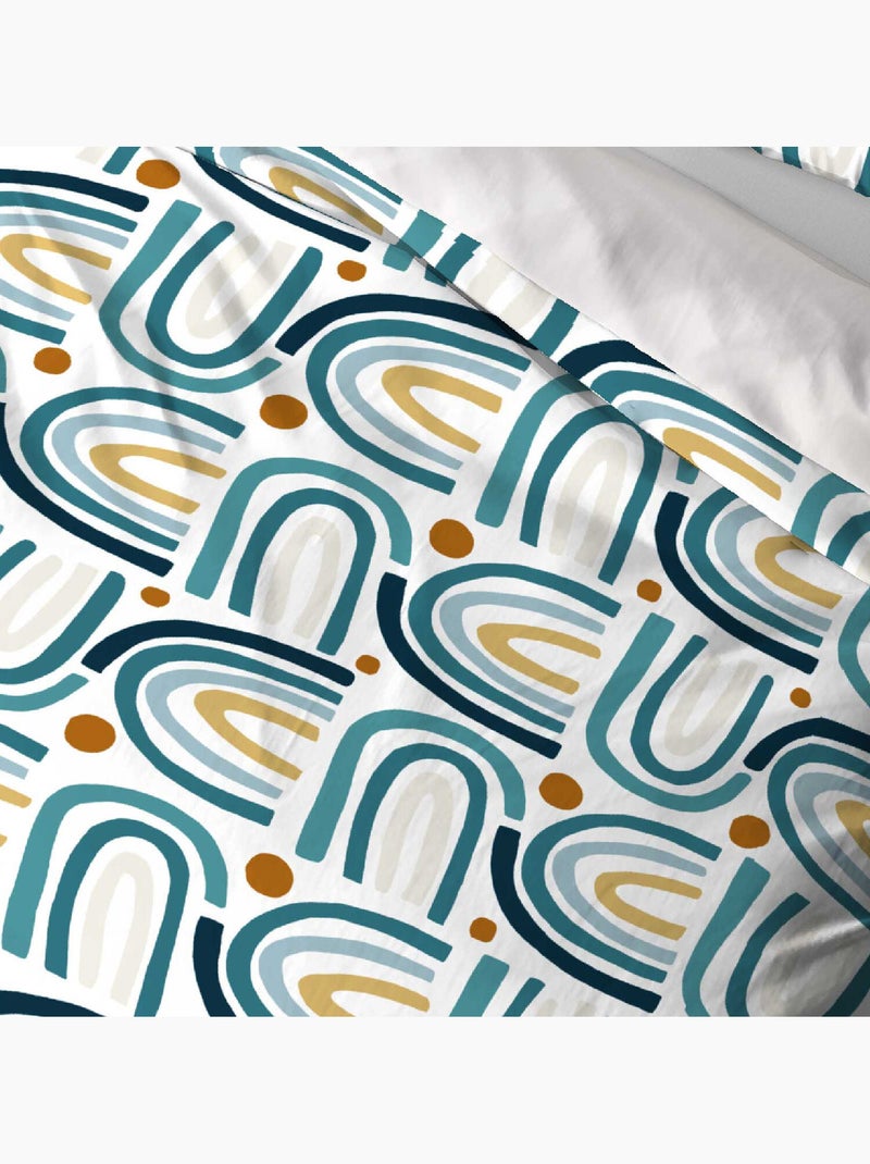 Parure housse de couette 100 % polyester arc en ciel Bleu - Kiabi