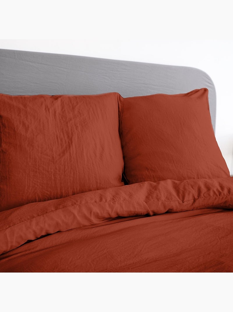 Parure housse de couette 100 % polyester avy Terracotta - Kiabi