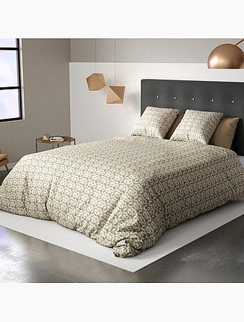 Parure housse de couette 100 % polyester carmel