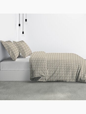 Parure housse de couette 100 % polyester carmel