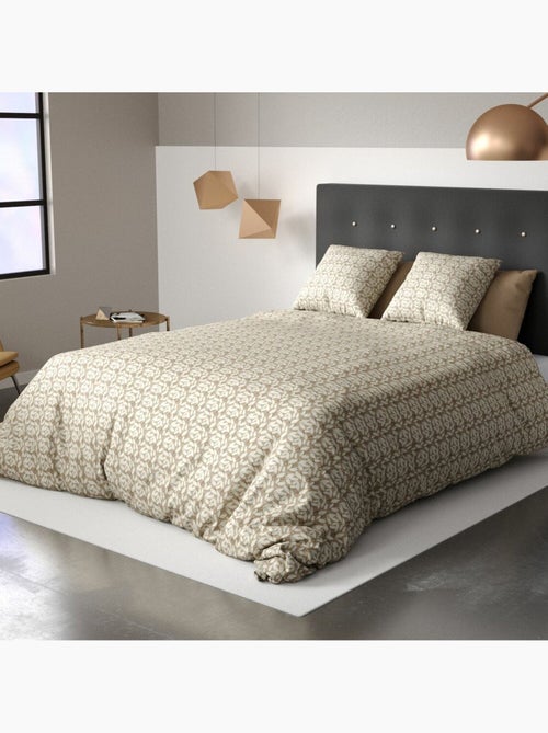 Parure housse de couette 100 % polyester carmel - Kiabi