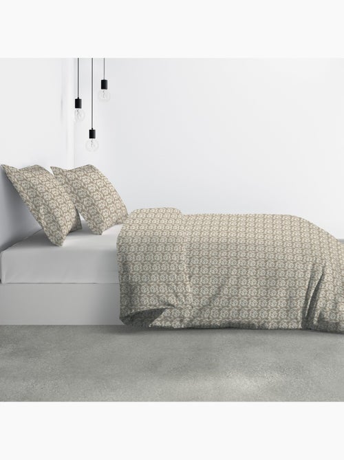 Parure housse de couette 100 % polyester carmel - Kiabi