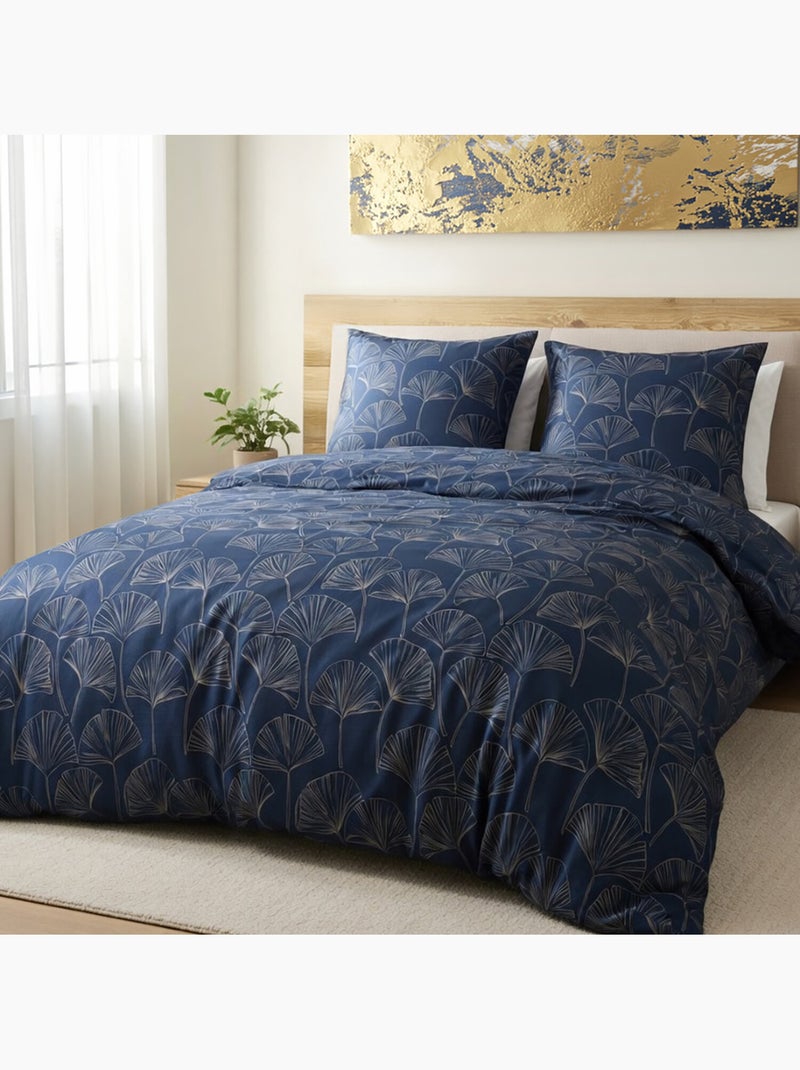 Parure housse de couette 100 % polyester feuilles de ginkgo, Flavor Multicolore - Kiabi