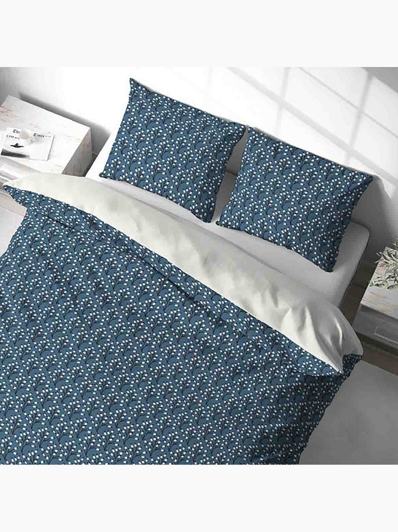 Parure housse de couette 100 % polyester flena Bleu - Kiabi