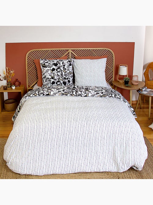 Parure housse de couette 100 % polyester flore - Kiabi