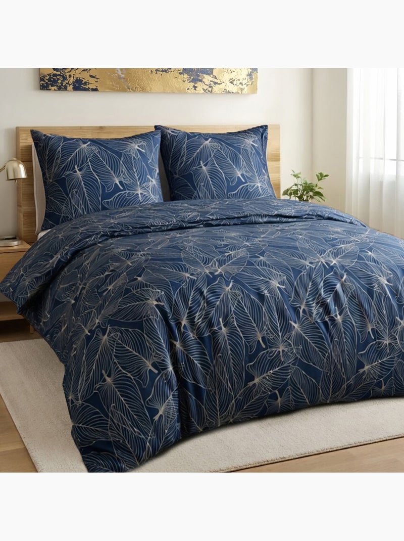 Parure housse de couette 100 % polyester motif feuilles - Paola Multicolore - Kiabi