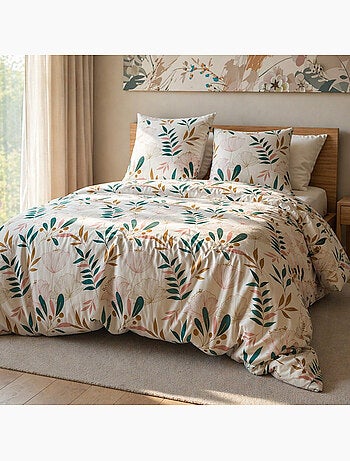 Parure housse de couette 100 % polyester motif floral, Celia