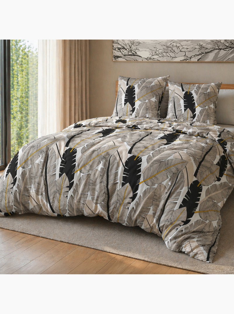 Parure housse de couette 100 % polyester motif plumes - Plumeti Multicolore - Kiabi