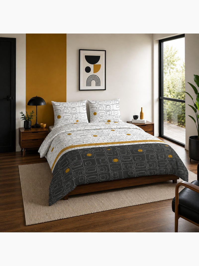 Parure housse de couette 100 % polyester niagara gold Gris - Kiabi