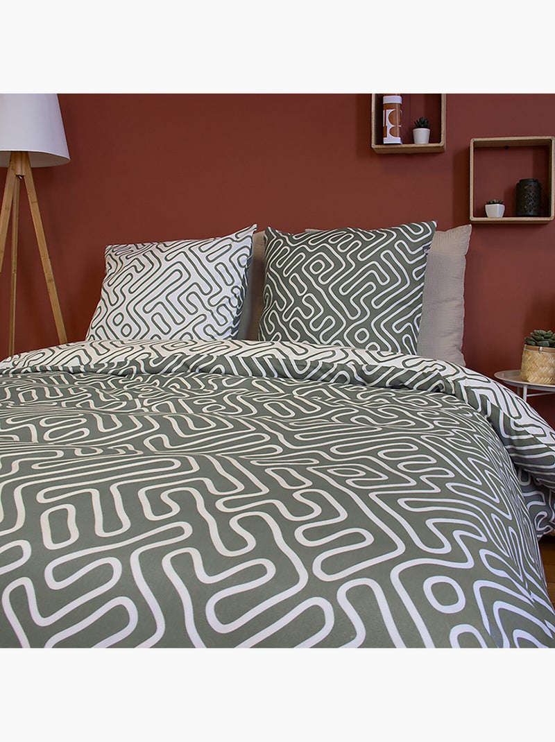 Parure housse de couette 100 % polyester parchemin Multicolore - Kiabi