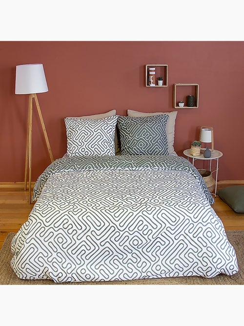 Parure housse de couette 100 % polyester parchemin - Kiabi